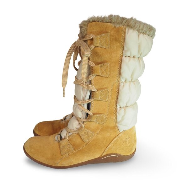 Timberland Parkin Puffer Mid Calf Boots Women's 9.5 Wheat 19638 - Picture 2 of 11